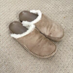 Jenni Kayne Shearling Lined Natural Beige Moc Clog Slip-On Shoes Women’s 38 / 8